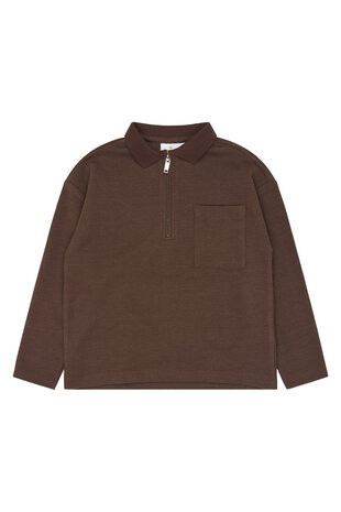The New Varl OS Longsleeve Polo Chestnut The New Varl OS Longsleeve Polo Chestnut