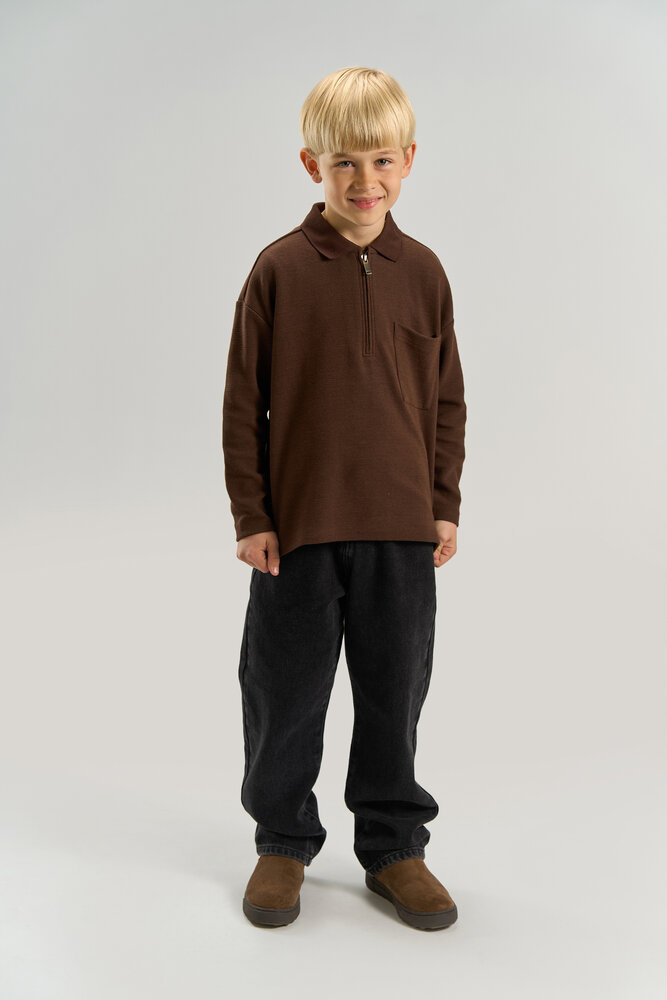 The New Varl OS Longsleeve Polo Chestnut The New Varl OS Longsleeve Polo Chestnut