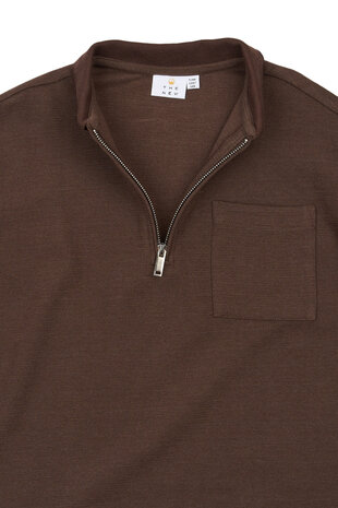 The New Varl OS Longsleeve Polo Chestnut The New Varl OS Longsleeve Polo Chestnut