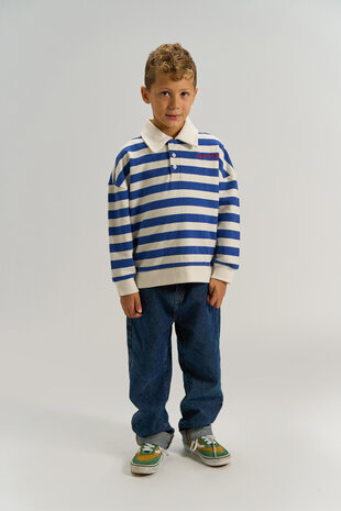 The New Vidar OS Polo Sweatshirt Mazarine Blue Striped