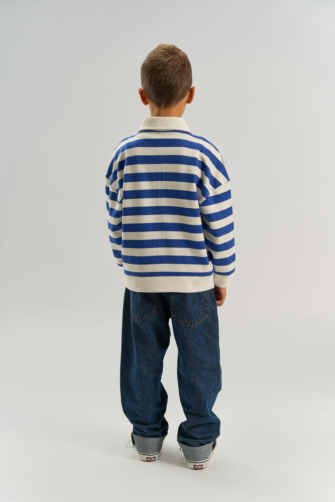 The New Vidar OS Polo Sweatshirt Mazarine Blue Striped