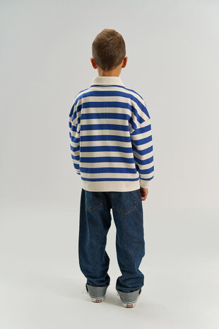 The New Vidar OS Polo Sweatshirt Mazarine Blue Striped