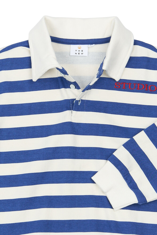 The New Vidar OS Polo Sweatshirt Mazarine Blue Striped