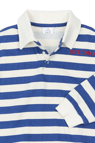 The New Vidar OS Polo Sweatshirt Mazarine Blue Striped