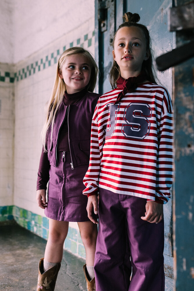 Jacky Sue JS Longsleeve - Burgundy / Cream Stripe