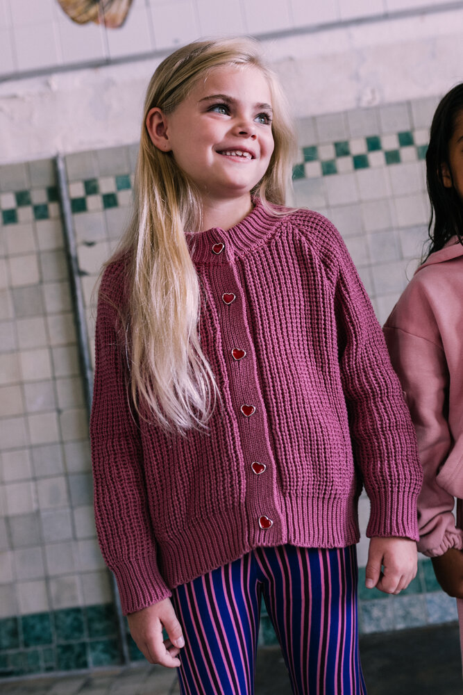 Jacky Sue Lovi Hand Knitted Cardigan - Vintage Pink Jacky Sue Lovi Hand Knitted Cardigan - Vintage Pink