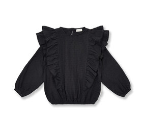 Petit Blush Blouse Romantic Ruffle Dark Grey