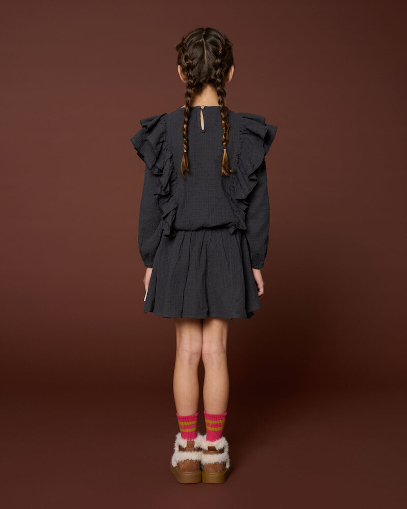 Petit Blush Blouse Romantic Ruffle Dark Grey Petit Blush Blouse Romantic Ruffle Dark Grey
