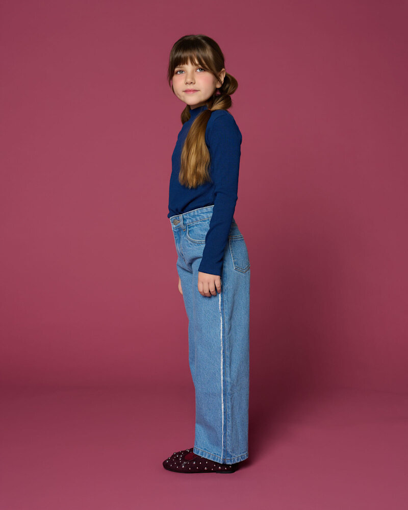 Petit Blush Jeans Wide Leg Mid Blue Petit Blush Jeans Wide Leg Mid Blue