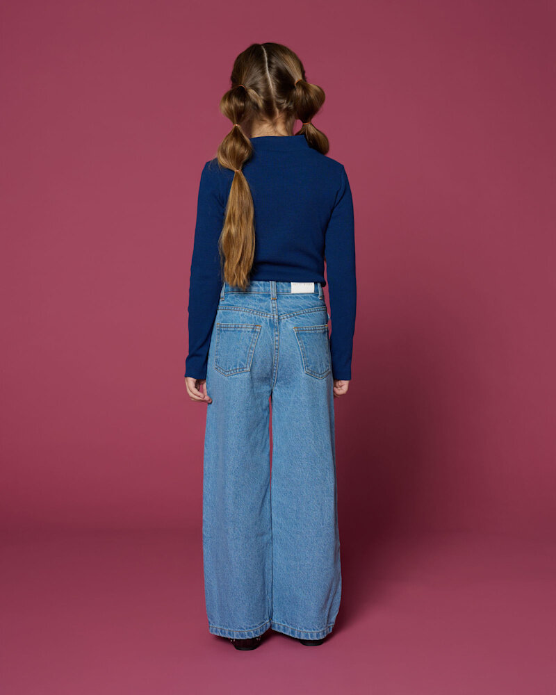 Petit Blush Jeans Wide Leg Mid Blue Petit Blush Jeans Wide Leg Mid Blue