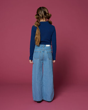 Petit Blush Jeans Wide Leg Mid Blue Petit Blush Jeans Wide Leg Mid Blue