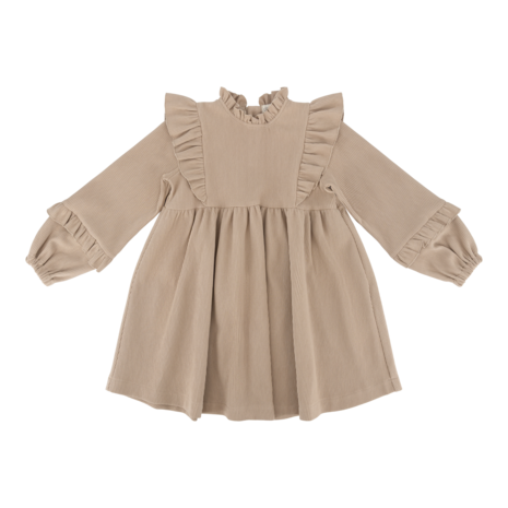 The littlecuties Jurk Delphine Rib Beige The littlecuties Jurk Delphine Rib Beige