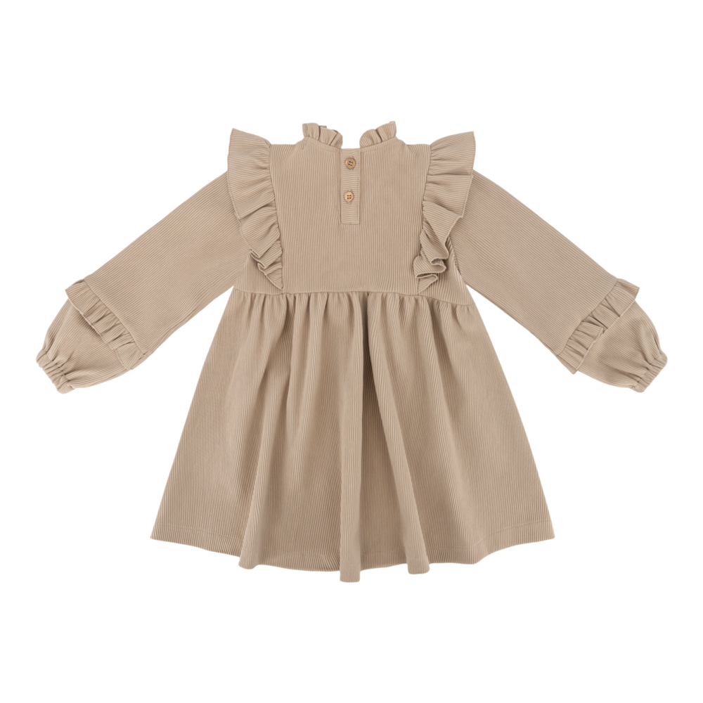 The littlecuties Jurk Delphine Rib Beige The littlecuties Jurk Delphine Rib Beige