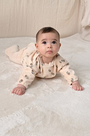 Feetje Babykleding Sweater velours rib met borduursels  Lucky Bloombird Offwhite