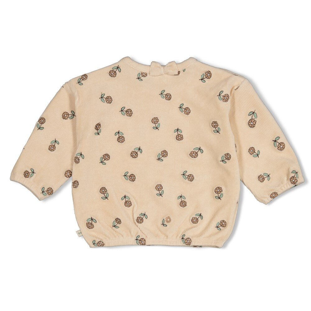 Feetje Babykleding Sweater velours rib met borduursels  Lucky Bloombird Offwhite