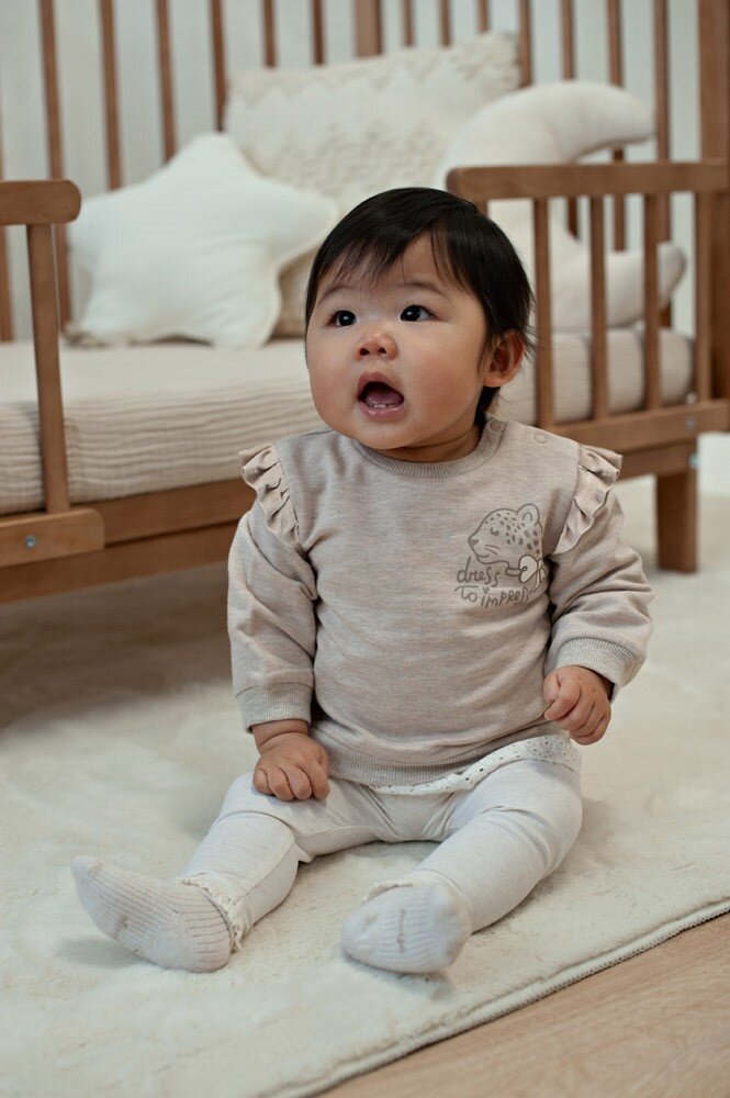 Feetje Babykleding Sweater Dress to Impress Taupe melange Feetje Babykleding Sweater Dress to Impress Taupe melange