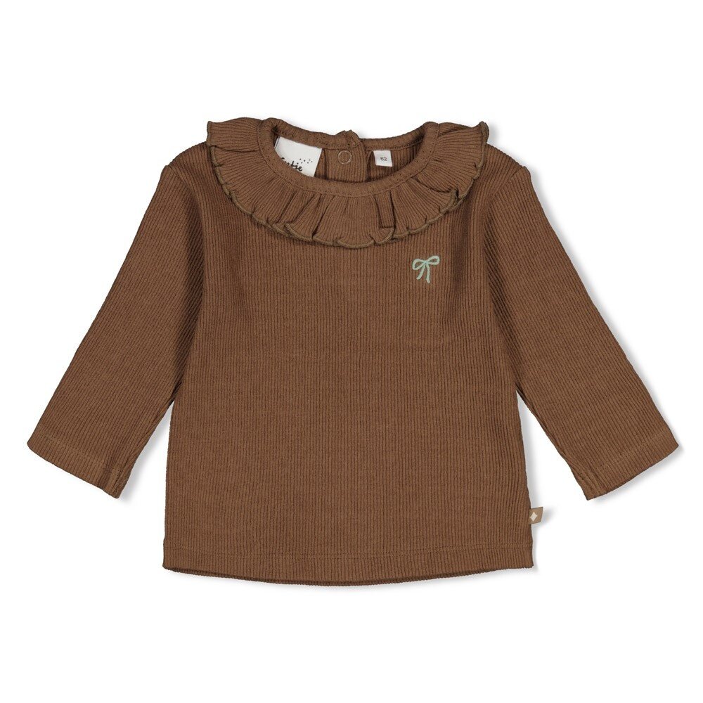 Feetje Babykleding Longsleeve pointelle rib  Lucky Bloombird Bruin