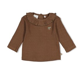Feetje Babykleding Longsleeve pointelle rib  Lucky Bloombird Bruin