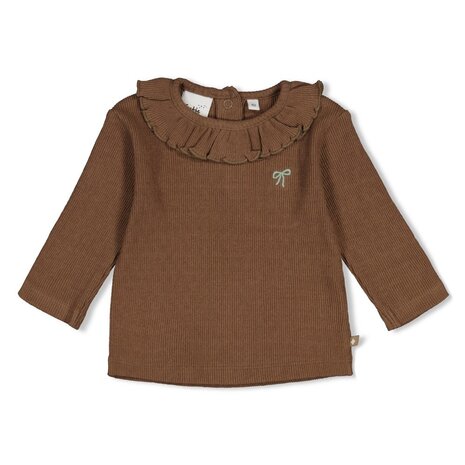 Feetje Babykleding Longsleeve pointelle rib  Lucky Bloombird Bruin