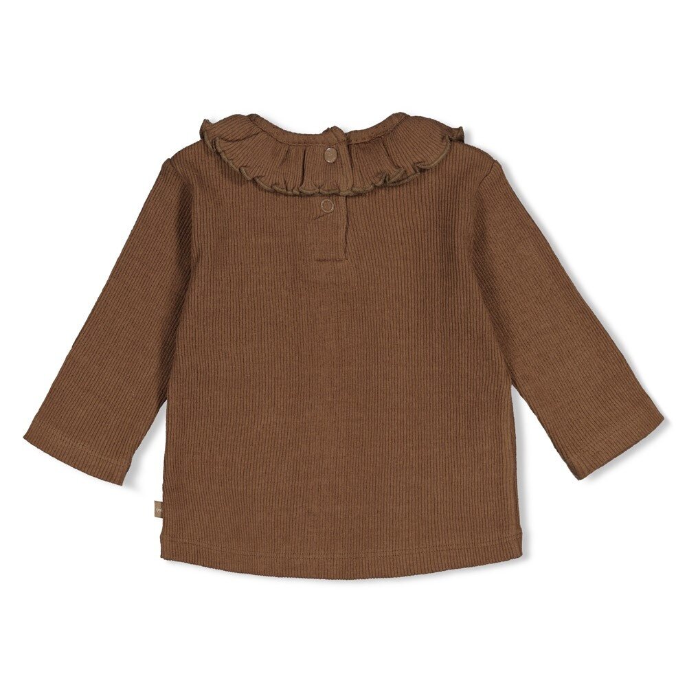 Feetje Babykleding Longsleeve pointelle rib  Lucky Bloombird Bruin