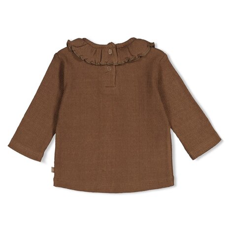 Feetje Babykleding Longsleeve pointelle rib  Lucky Bloombird Bruin