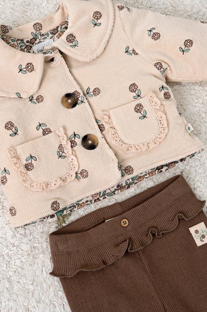 Feetje Babykleding Legging pointelle rib  Lucky Bloombird Bruin