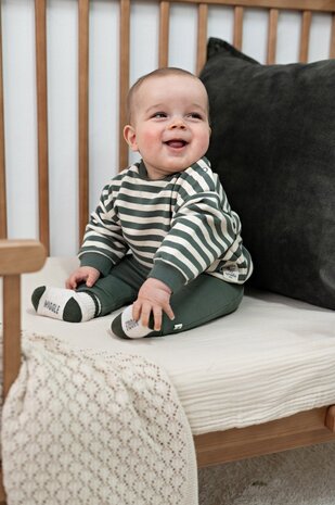 Feetje Babykleding Sweater streep oversized  Wiggle and Waddle Groen