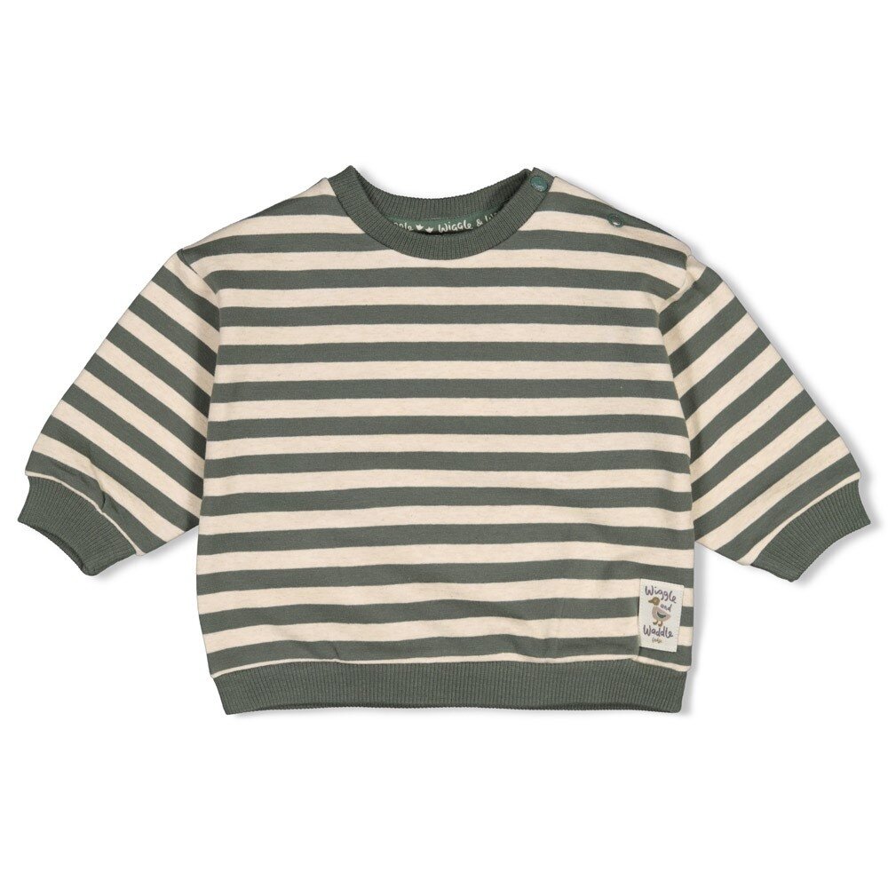 Feetje Babykleding Sweater streep oversized  Wiggle and Waddle Groen