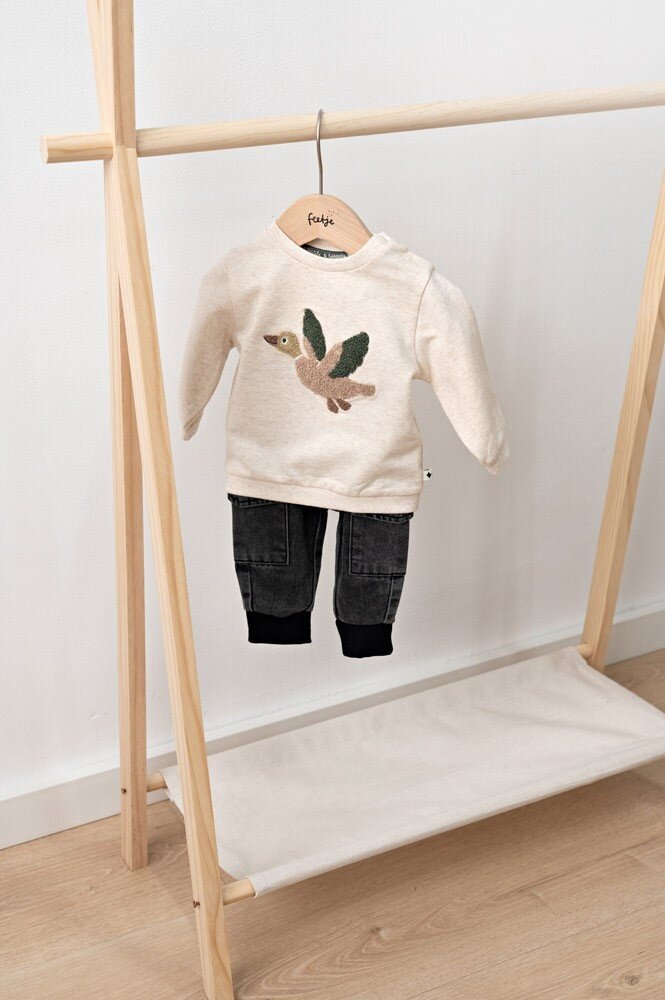 Feetje Babykleding Sweater Wiggle and Waddle Offwhite melange Feetje Babykleding Sweater Wiggle and Waddle Offwhite melange