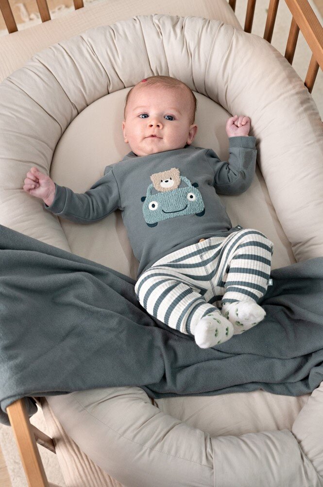 Feetje Babykleding Broek rib met streep Beep Beep Zeegroen Feetje Babykleding Broek rib met streep Beep Beep Zeegroen