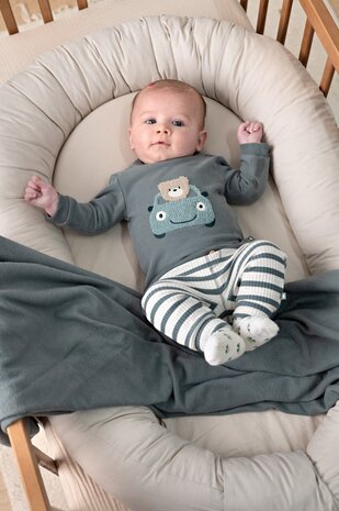 Feetje Babykleding Broek rib met streep Beep Beep Zeegroen Feetje Babykleding Broek rib met streep Beep Beep Zeegroen