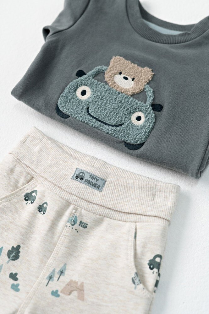 Feetje Babykleding Broek   Beep Beep Offwhite melange