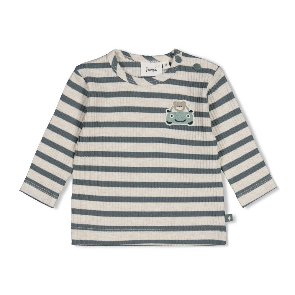 Feetje Babykleding Longsleeve rib met streep Beep Beep Zeegroen Feetje Babykleding Longsleeve rib met streep Beep Beep Zeegroen