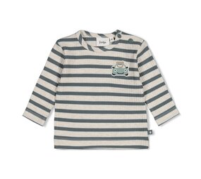 Feetje Babykleding Longsleeve rib met streep  Beep Beep Zeegroen