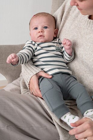 Feetje Babykleding Longsleeve rib met streep Beep Beep Zeegroen Feetje Babykleding Longsleeve rib met streep Beep Beep Zeegroen