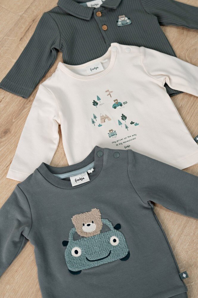 Feetje Babykleding Sweater Beep Beep Zeegroen Feetje Babykleding Sweater Beep Beep Zeegroen