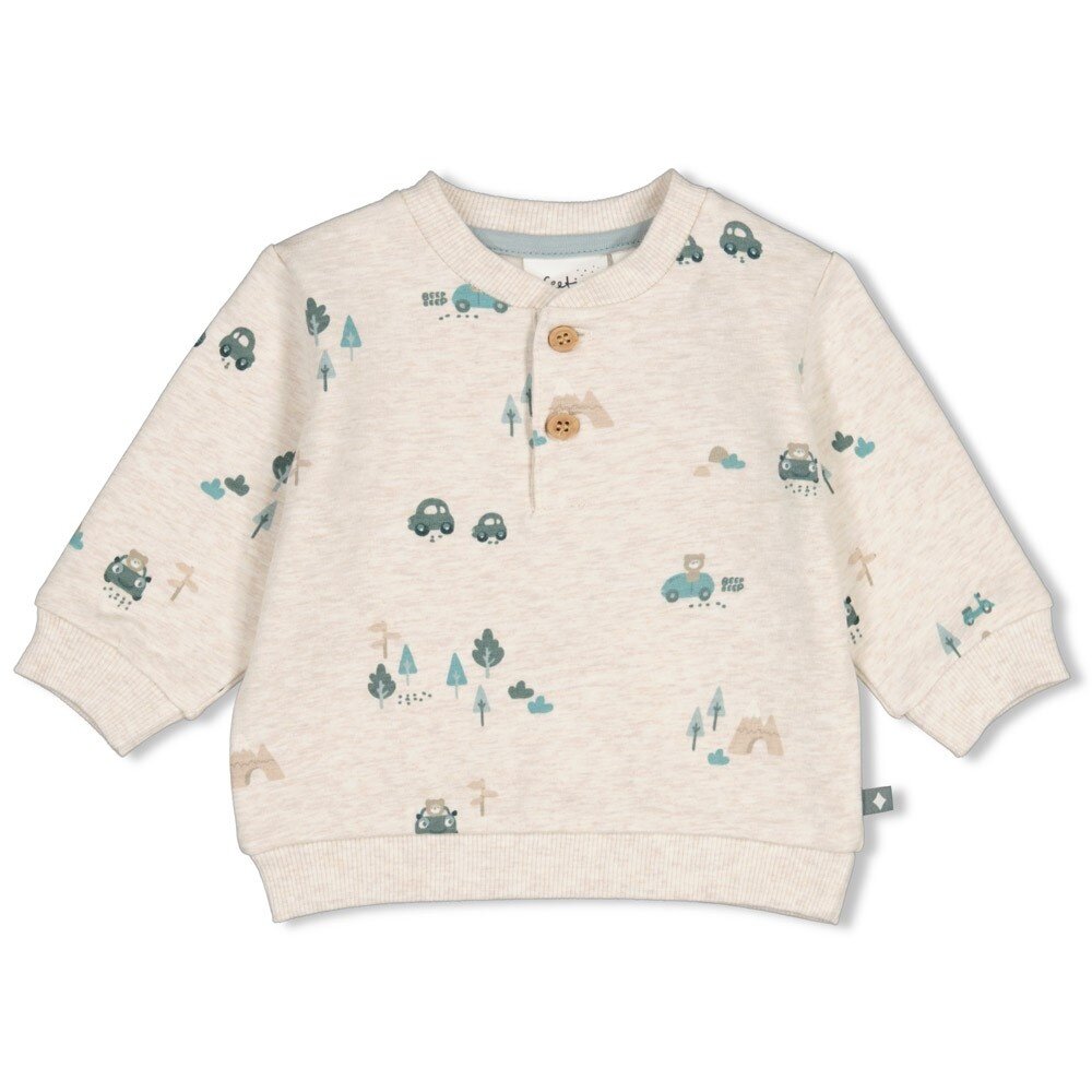 Feetje Babykleding Sweater   Beep Beep Offwhite melange