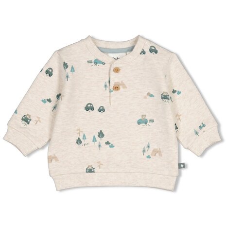 Feetje Babykleding Sweater   Beep Beep Offwhite melange