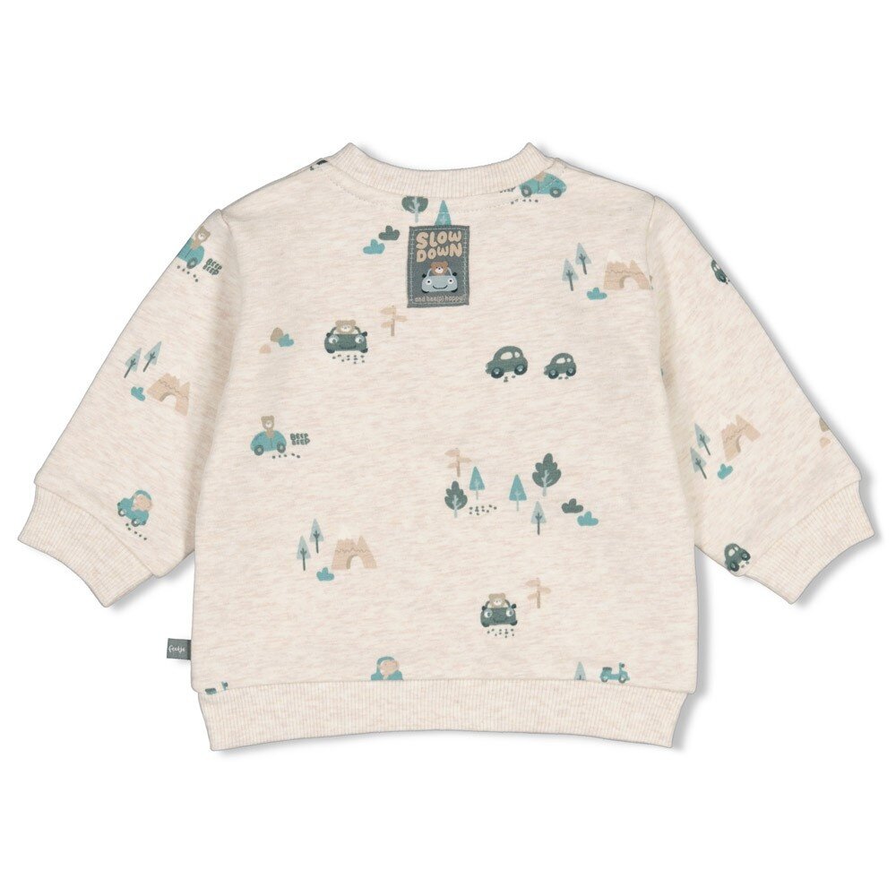 Feetje Babykleding Sweater   Beep Beep Offwhite melange