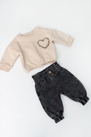 Feetje Babykleding Broek denim met borduurdsels  Winter Denims Antraciet