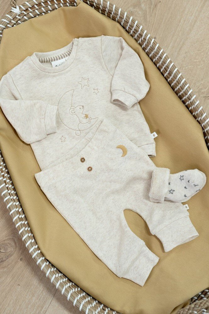 Feetje Babykleding Broek rib Over the Moon for You Offwhite melange Feetje Babykleding Broek rib Over the Moon for You Offwhite melange