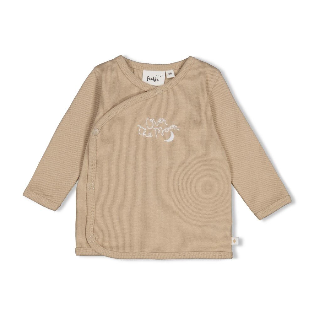 Feetje Babykleding Overslagshirt rib  Over the Moon for You Taupe