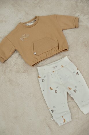 Feetje Babykleding Sweater boxy oversized  Over the Moon for You Okergeel