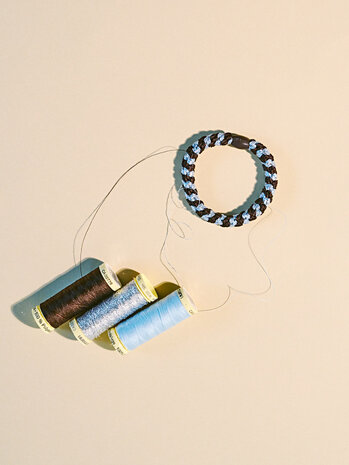 Kknekki Haarelastiekje Brown Seablue Glitter Stripe Kknekki Haarelastiekje Brown Seablue Glitter Stripe