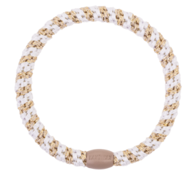 Kknekki Haarelastiekje Slim White-Beige Glitter Stripe