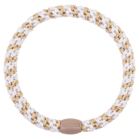 Kknekki Haarelastiekje Slim White-Beige Glitter Stripe Kknekki Haarelastiekje Slim White-Beige Glitter Stripe