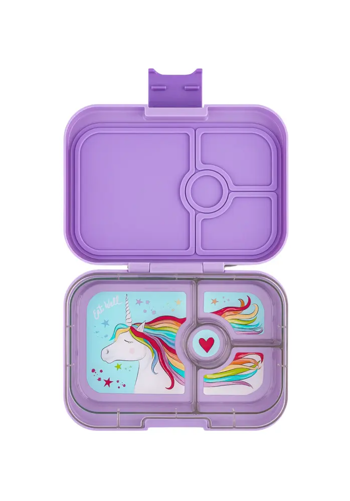 Yumbox Panino broodtrommel 4 vakken Lavendel paars Unicorn Tray Yumbox Panino broodtrommel 4 vakken Lavendel paars Unicorn Tray