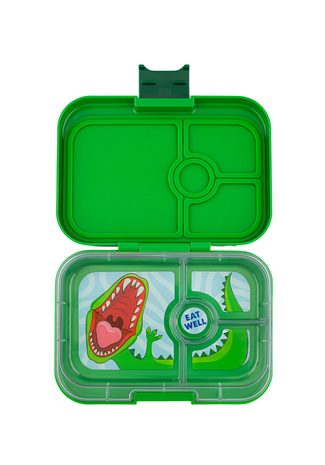 Yumbox Panino broodtrommel 4 vakken Jurassic Green Dinosaur tray Yumbox Panino broodtrommel 4 vakken Jurassic Green Dinosaur tray