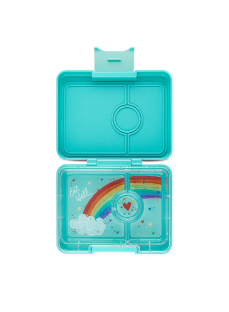 Yumbox Snacktrommel 3 vakken Misty Aqua / Rainbow Tray Yumbox Snacktrommel 3 vakken Misty Aqua / Rainbow Tray