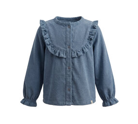 Your Wishes Rib Denim Ruffle Blouse Your Wishes Rib Denim Ruffle Blouse